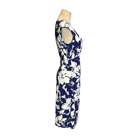 Ralph Lauren blue white floral cocktail dress size 6 - Picture 8 of 13